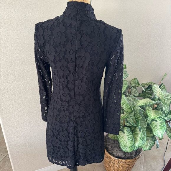 INC International Concepts Black Lace Mock Neck Mini Dress - Size L - Picture 8 of 9
